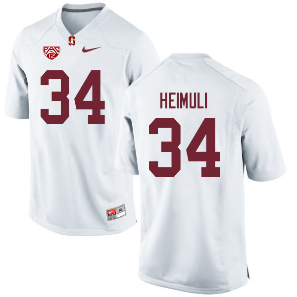 Men #34 Houston Heimuli Stanford Cardinal College Football Jerseys Sale-White - Click Image to Close